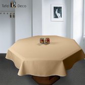 Tafelkleed geel met witte rand, model Maria, ovaal, 150 x 280, vuilafstotend