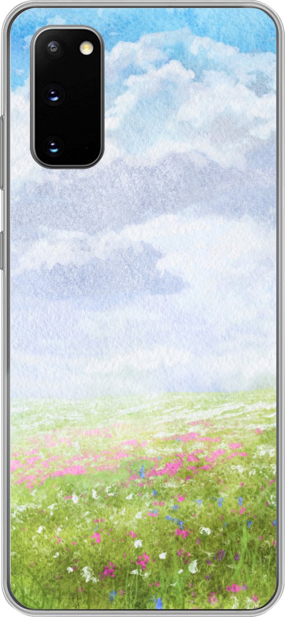 Telefoonhoesje Geschikt voor Samsung Galaxy S20 hoesje - Waterverf - Bloemen - Landschap - Siliconen Telefoonhoesje Telefoonhoesje
