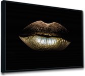 Akoestische panelen - Geluidsisolatie - Akoestische wandpanelen - Akoestisch schilderij AcousticPro® - paneel met gouden lippen - design 198 - Premium - 120x80 - Wit- Wanddecoratie