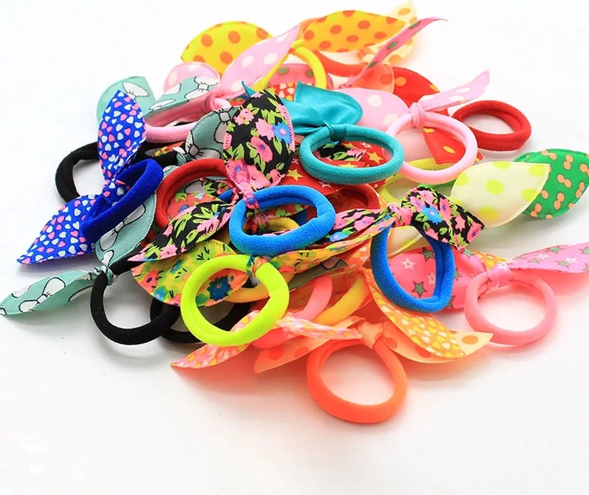 100 stuks haar elastiekjes met strik - meisjes / kinderen - strikje elastiek - Sparkolia - verschillende kleuren scrunchies - haarelastiekjes strikjes meisje