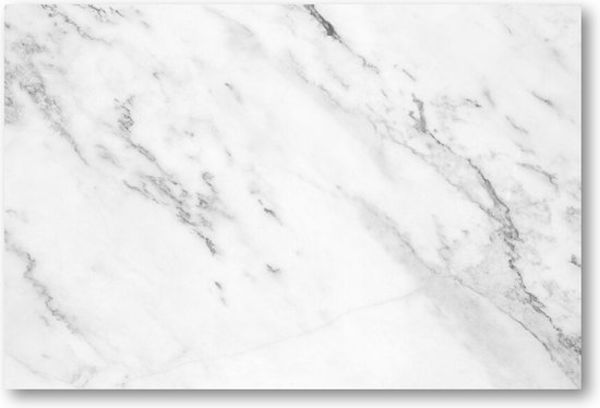 White Marble - Wit Marmer Patroon - 90x60 Canvas Liggend - Minimalist