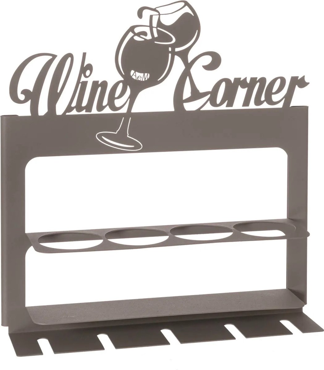 Arti e Mestieri - wijnrek - wand - wine corner - lichtbruin - ijzer - 4 flessen - 5 glazen