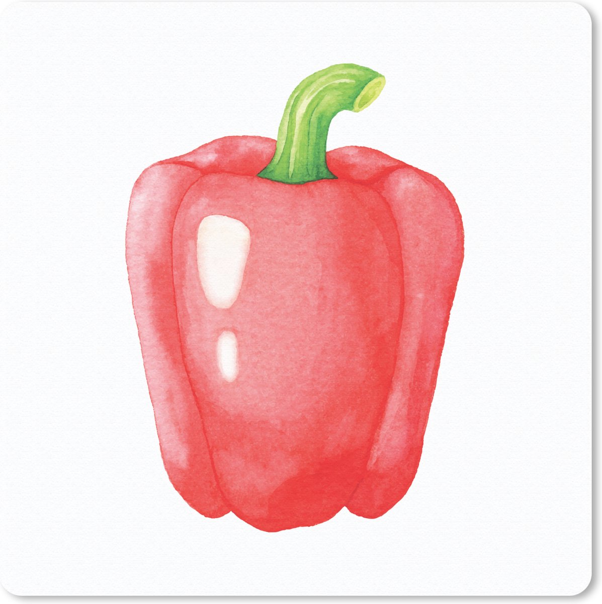 Muismat 30x30 cm - Mousepad Aquarel - Paprika - Rood - Muismatten
