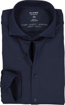 OLYMP No. 6 super slim fit overhemd 24/7 - mouwlengte 7 - marine blauw pique - Strijkvriendelijk - Boordmaat: 42