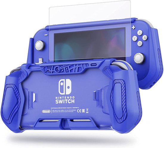 Foto: Cablebee protector beschermhoes inclusief 9h screen protector geschikt voor nintendo switch lite blauw