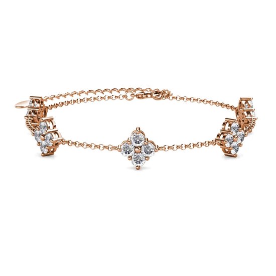 Shoplace ® - Bracelet femme Clover avec cristaux Swarovski - Plaqué or rose 18 carats - Bracelet Swarovski - Coffret cadeau - ⌀ 20cm - Or rose