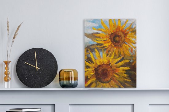 Tableau Toile Tournesols - Peinture - Couleurs - 30x40 cm - Décoration murale