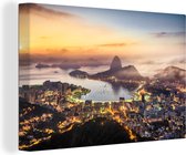 Canvas Schilderij De stad Rio de Janeiro vanuit vogelperspectief - 30x20 cm - Wanddecoratie