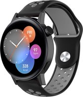 Siliconen Smartwatch bandje - Geschikt voor  Huawei Watch GT 3 42mm sport band - zwart/grijs - 42mm - Strap-it Horlogeband / Polsband / Armband