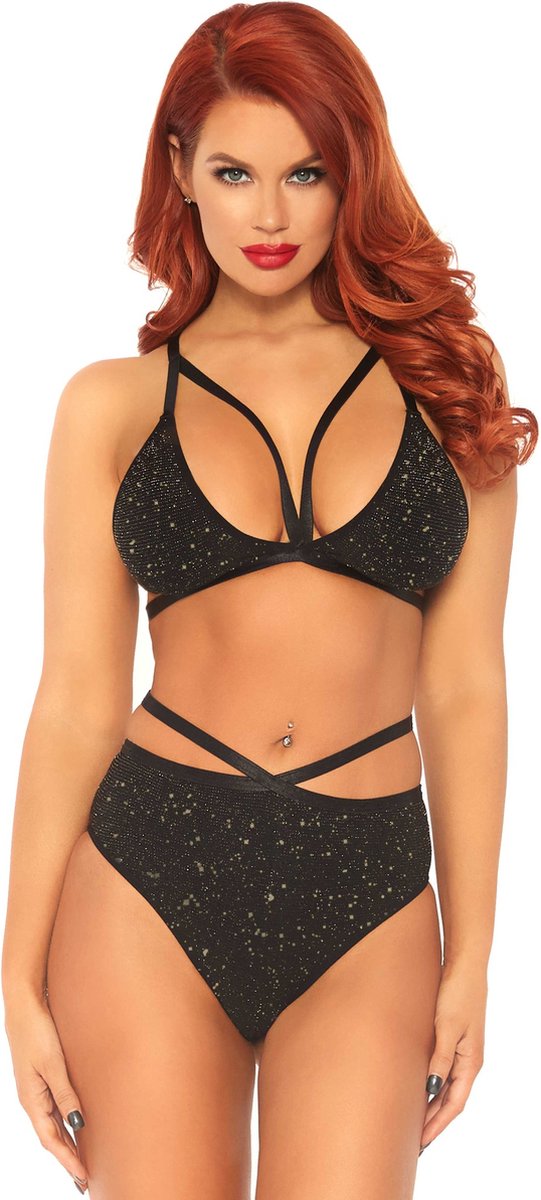 Lurex opaque bra and bottom
