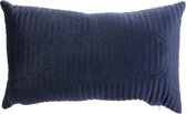 Velvet Kussen Line Deco Marine Blauw – 30 x 50 cm (incl. vulling)