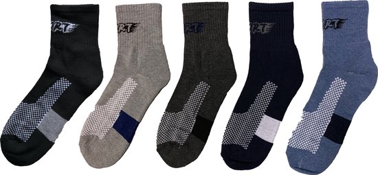 Chaussettes Homme Sport | 39-42 | Zwart, gris clair, gris foncé, bleu foncé, bleu clair + couleur aléatoire | 6 paire