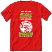 Als Ze Me Missen Dan Ben Ik Vissen T-Shirt | Groen | Grappig Verjaardag Vis Hobby Cadeau Shirt | Dames - Heren - Unisex | Tshirt Hengelsport Kleding Kado - Rood - M