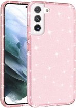 Glitter TPU Back Cover - Samsung Galaxy S22 Hoesje - Roze