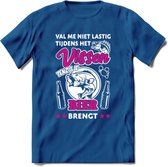 Val Me Niet Lastig Tijdens Het Vissen T-Shirt | Roze | Grappig Verjaardag Vis Hobby Cadeau Shirt | Dames - Heren - Unisex | Tshirt Hengelsport Kleding Kado - Donker Blauw - M