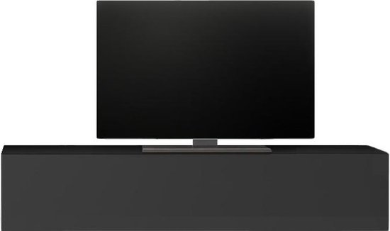 Zwevend Tv-meubel Tesla 138 cm breed in hoogglans grijs