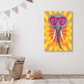 Trend24 - Canvas Schilderij - Olifant In Glazen - Schilderijen - Voor Jongeren - 40x60x2 cm - Oranje
