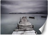 Trend24 - Behang - Oude Pier Op Het Meer - Vliesbehang - Fotobehang Natuur - Behang Woonkamer - 368x254 cm - Incl. behanglijm