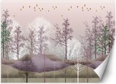 Trend24 - Behang - Vogels Over Het Bos - Behangpapier - Fotobehang 3D - Behang Woonkamer - 150x105 cm - Incl. behanglijm