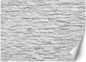 Trend24 - Behang - Witte Stenen Muur - Behangpapier - Behang Woonkamer - Fotobehang - 250x175 cm - Incl. behanglijm