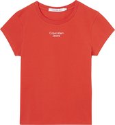 Calvin Klein Dames Tops & T-shirts Stacked Logo Tight Tee - Rood - Maat S