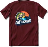 Fishing - Vissen T-Shirt | Beige | Grappig Verjaardag Vis Hobby Cadeau Shirt | Dames - Heren - Unisex | Tshirt Hengelsport Kleding Kado - Burgundy - L