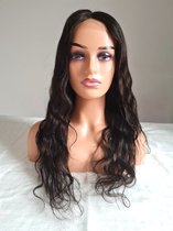 Braziliaanse Remy pruik 20 inch - natuurlijk zwart golf haren - Braziliaanse pruiken - Braziliaanse haren - real human hair - echt haar - lace front 13x1 wigs