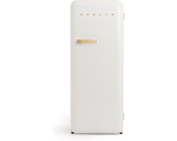 CREATE - Koelkast in retrostijl - Gebroken wit - Handvat Hout - FRIDGE RETRO 281L