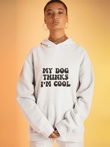 My Dog Thinks I'm Cool Hoodie, Cadeau Voor Hondenliefhebbers, Grappige Hooded Sweatshirt, Hondenbezitters Cadeau, Unisex Sweatshirt, D004-059W, XXL, Wit