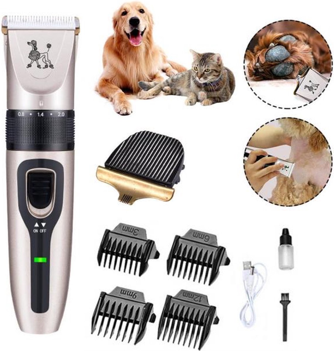 Hondentondeuse Hondentrimmer Dierentondeuse Katten Tondeuse Scheerapparaat Hond