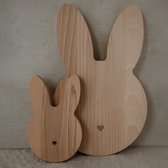 Eulenschnitt - Ontbijt borden set - Houten bord - Familie - Pasen - Set van 2 - 1 Groot & 1 Klein-Kinderbord- Konijn - Broodplank