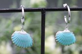 Bubbels Sieraden Oorbellen Schelp Turquoise Zilverkleurig