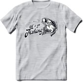 Lets Go Fishing - Vissen T-Shirt | Grappig Verjaardag Vis Hobby Cadeau Shirt | Dames - Heren - Unisex | Tshirt Hengelsport Kleding Kado - Licht Grijs - Gemaleerd - 3XL