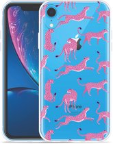 Geschikt voor Apple iPhone Xr Hoesje Roze Cheeta's - Designed by Cazy