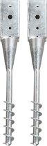 vidaXL Grondpinnen 2 st 10x10x57 cm gegalvaniseerd staal zilverkleurig