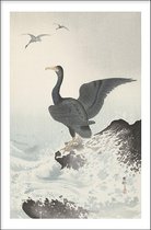 Walljar - Ohara Koson - Great Cormorant - Dieren poster