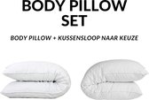 Body-Pillow - Ondersteunend Lichaamskussen 43 x 150 cm + Kussensloop voor lichaamskussen - 100% Katoen - Wit