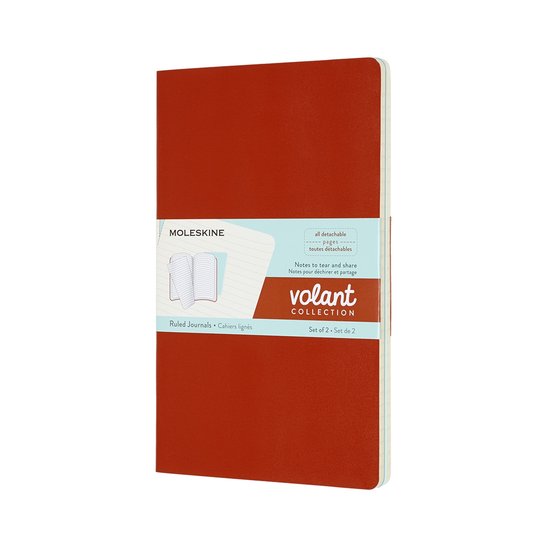 Moleskine Volant Journals Large Gelinieerd Oranje/Blauw