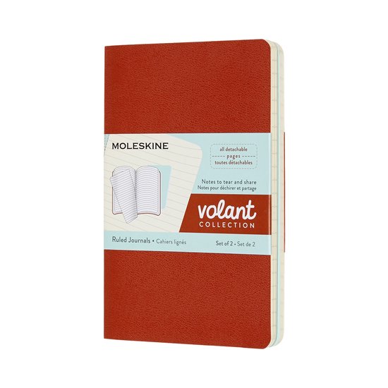 Moleskine Volant Journals Pocket Gelinieerd Oranje/Blauw bol