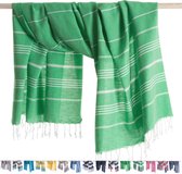 ANATURES Hamamdoek PLAYA 95 x 185 cm - Soft Cotton Strandlaken XXL – Fairtrade Sauna Badlaken - 100% Biologische Katoen - kleur Groen