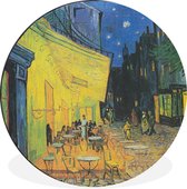 WallCircle - Wandcirkel - Muurcirkel - Caféterras bij nacht - Schilderij van Vincent van Gogh - Aluminium - Dibond - ⌀ 60 cm - Binnen en Buiten