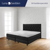 Luna Bedden - Boxspring Bella - 140x210 Compleet Zwart Gecapitonneerd Bed