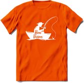 Vissen T-Shirt | Grappig Verjaardag Vis Hobby Cadeau Shirt | Dames - Heren - Unisex | Tshirt Hengelsport Kleding Kado - Oranje - S