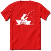 Vissen T-Shirt | Grappig Verjaardag Vis Hobby Cadeau Shirt | Dames - Heren - Unisex | Tshirt Hengelsport Kleding Kado - Rood - 3XL