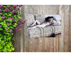 Tuinposters buiten Nude on a couch - schilderij van Gustave Caillebotte - 90x60 cm - Tuindoek