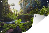 Muurdecoratie Tropisch regenwoud met waterval - 180x120 cm - Tuinposter - Tuindoek - Buitenposter