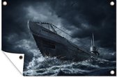Décoration murale Sous-marin naviguant dans une mer orageuse - 180x120 cm - Poster de jardin