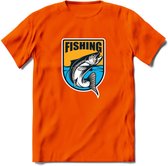 Vissen T-Shirt | Grappig Verjaardag Vis Hobby Cadeau Shirt | Dames - Heren - Unisex | Tshirt Hengelsport Kleding Kado - Oranje - 3XL