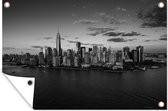Tuindecoratie Skyline New York liggend in zwart wit - 60x40 cm - Tuinposter - Tuindoek - Buitenposter