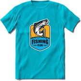 Fishing - Vissen T-Shirt | Grappig Verjaardag Vis Hobby Cadeau Shirt | Dames - Heren - Unisex | Tshirt Hengelsport Kleding Kado - Blauw - M
